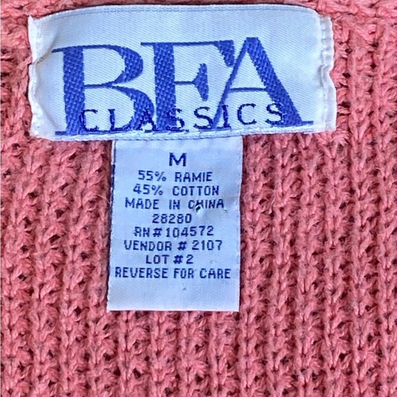 BFA Classic Vintage Pink Crochet Granny Square Short Sleeve Sweater Women’s SZ M - Picture 4 of 8